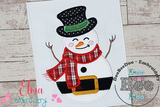 Happy Snowman - Applique Embroidery