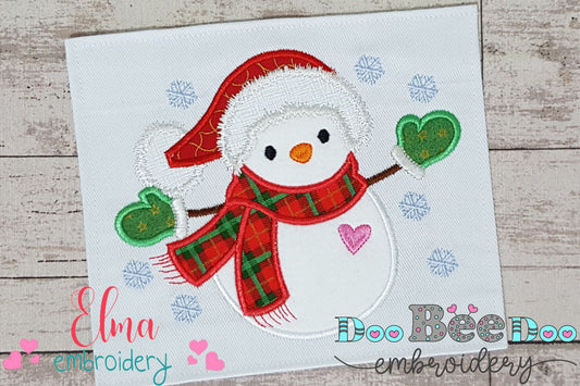 Snowman and Snowflakes - Applique - Machine Embroidery Design