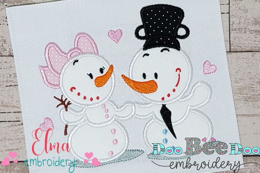 Snowman in Love - Applique Embroidery