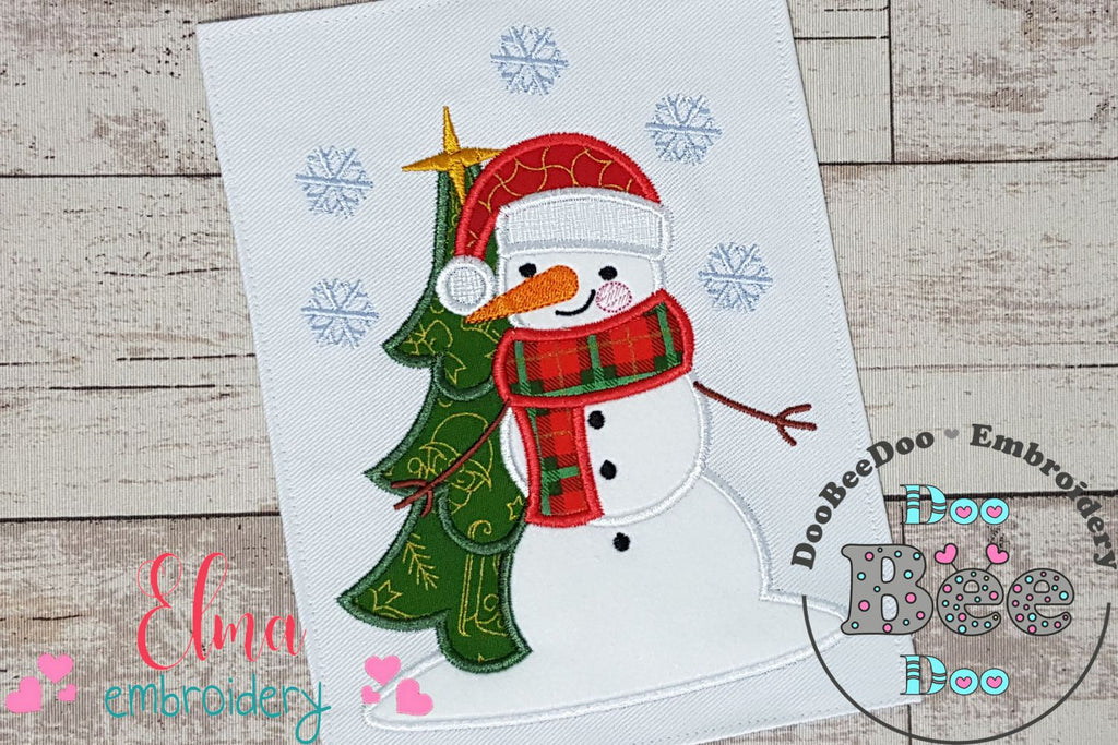 Snowman and Christmas Tree - Applique Embroidery