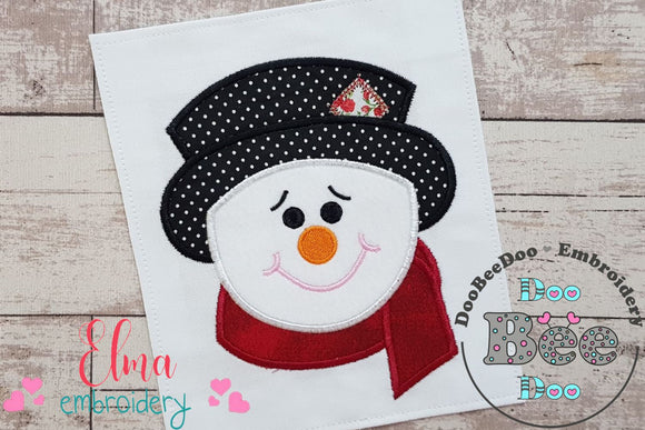 Snowman Face with Hat Christmas - Applique