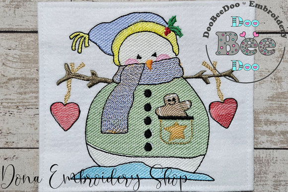 Christmas Snowman in Love - Rippled