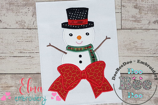 Snowman Big Bow - Applique