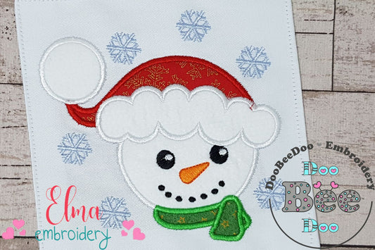 Cute Snowman - Applique - Machine Embroidery Design