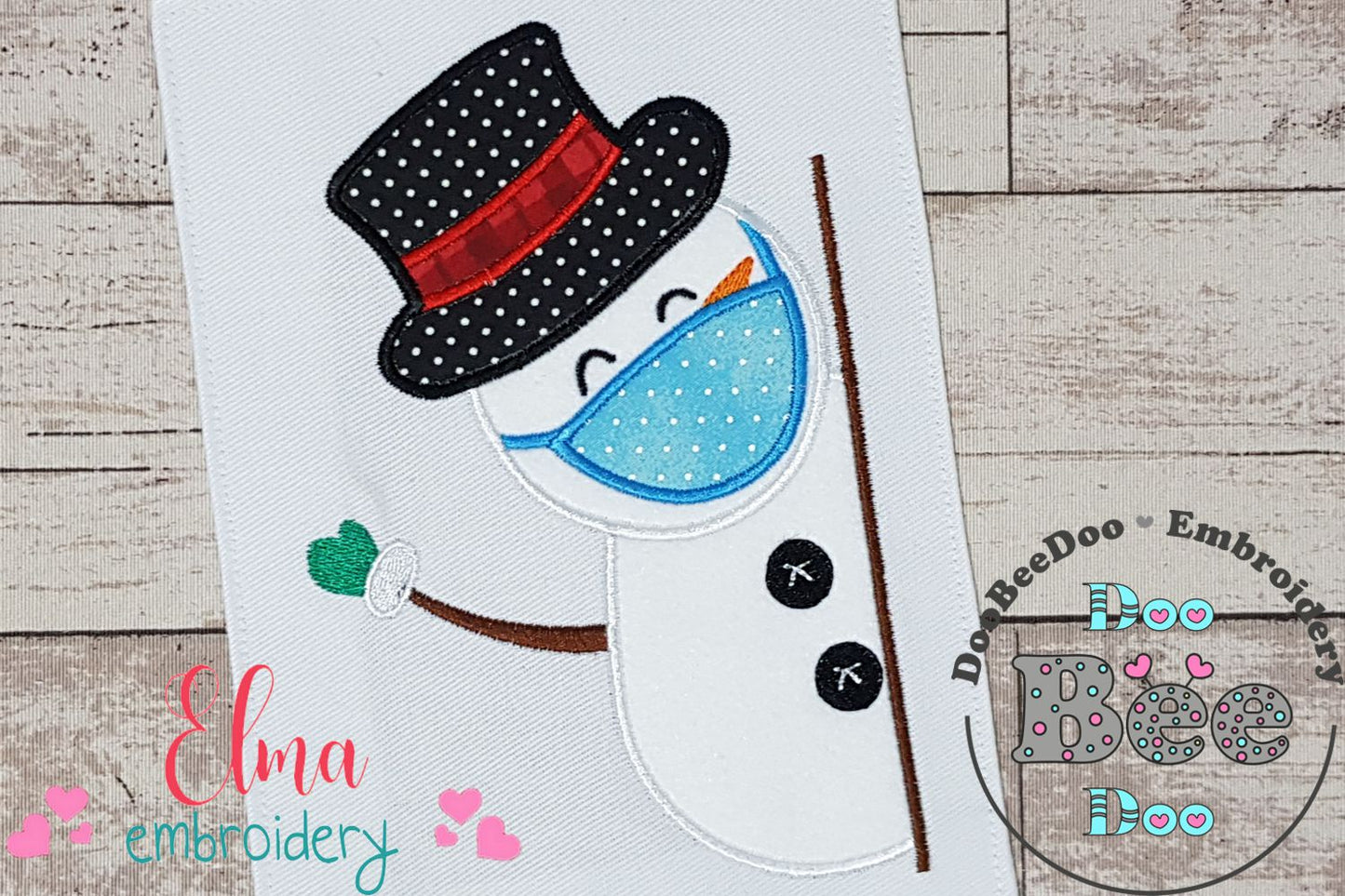Snowman Wearing a Face Mask - Applique