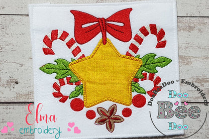 Christmas Star and Candy Cane - Applique