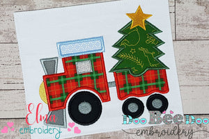 Christmas Train and Tree - Applique - Machine Embroidery Design