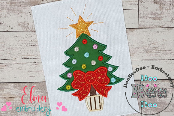 Christmas Tree with Bow - Applique