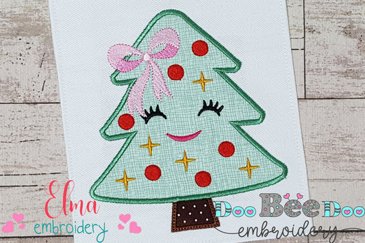 Happy Christmas Tree Girl - Applique