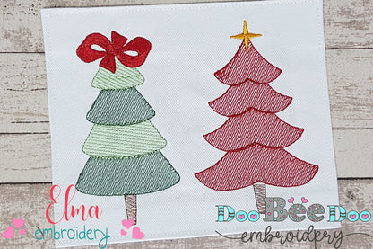Christmas Trees - Rippled Stitch