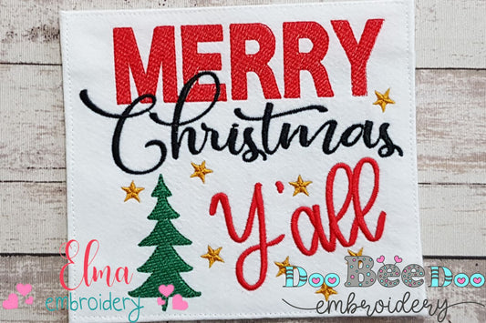 Merry Christmas Y'all - Fill Stitch - Machine Embroidery Design