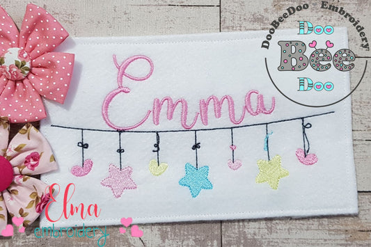 Line of Hearts and Stars - Fill Stitch - Machine Embroidery Design