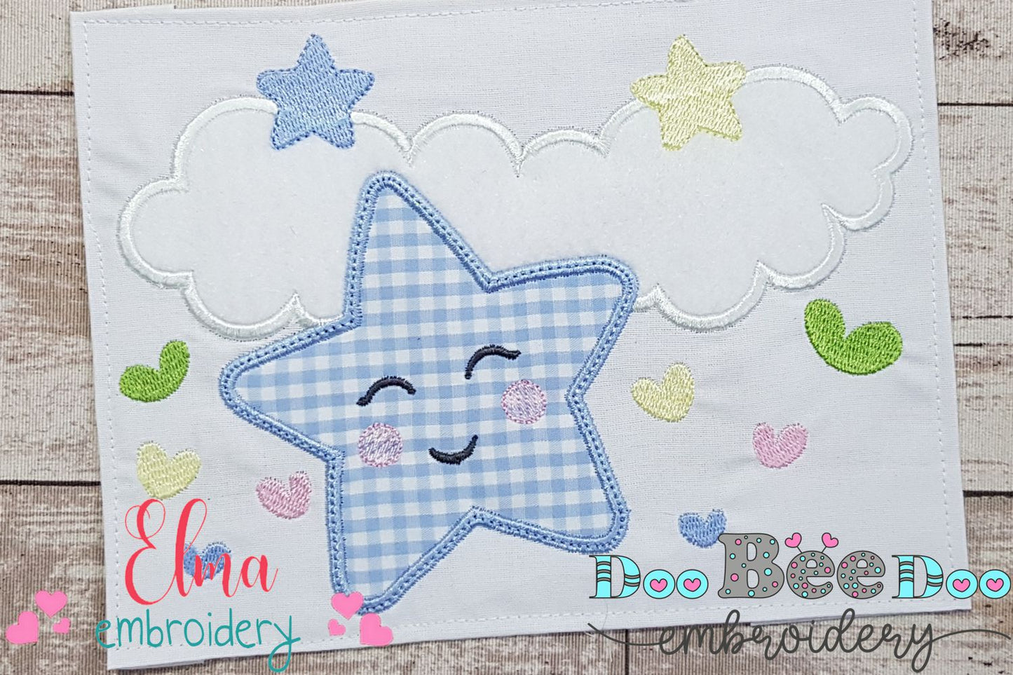 Clouds, Hearts and Stars Boy - Applique - Machine Embroidery Design