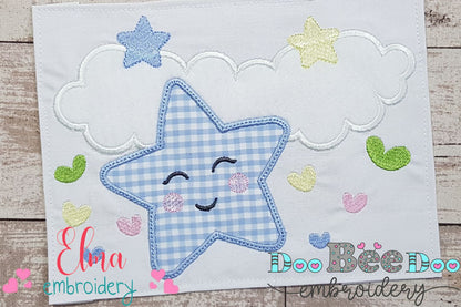 Clouds, Hearts and Stars Boy - Applique - Machine Embroidery Design