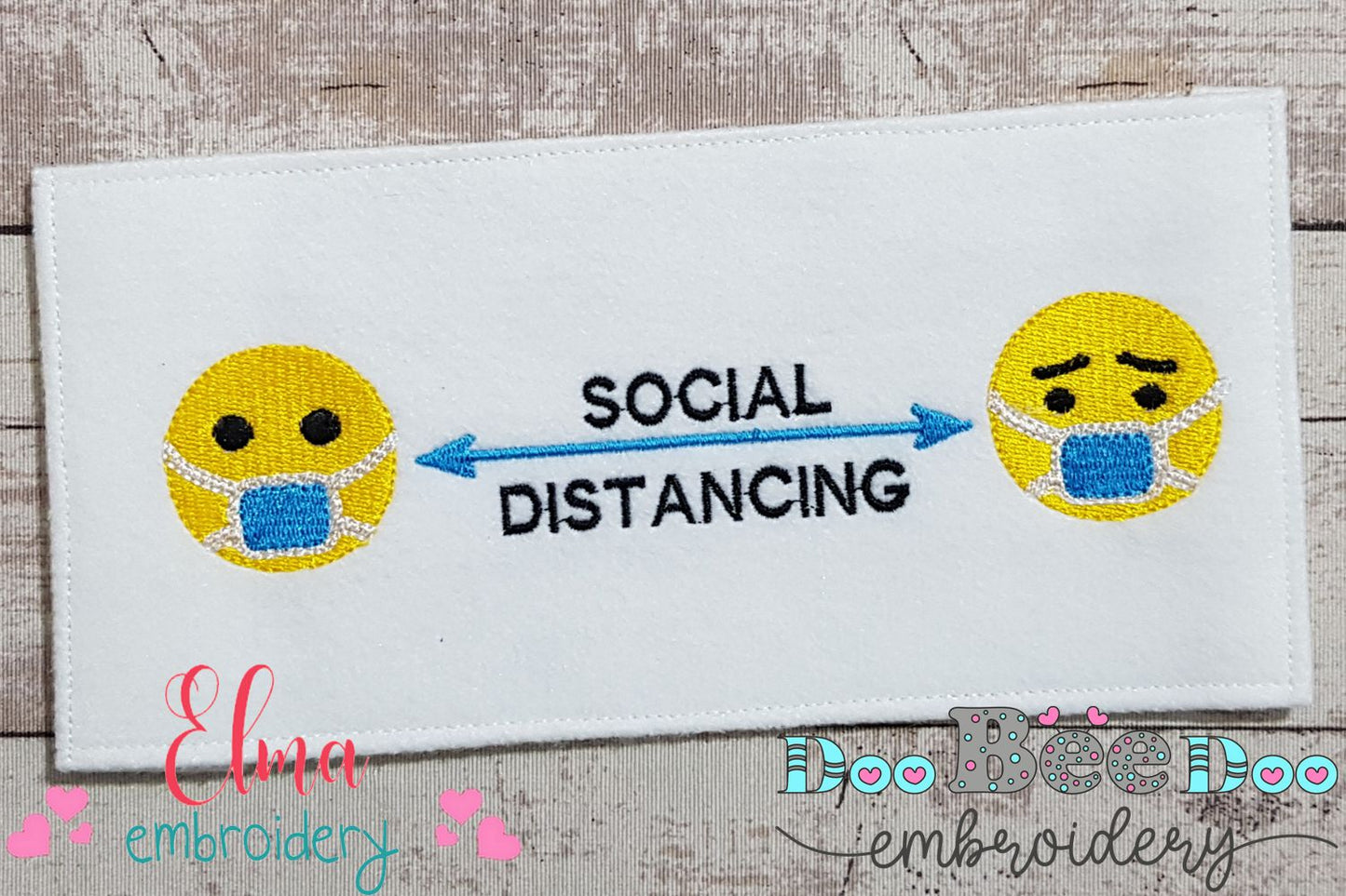 Emoji Social Distancing - Fill Stitch Embroidery