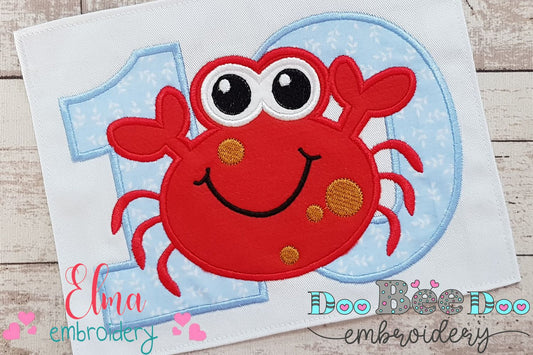 Crab Number Ten 10 Tenth Birthday - Applique