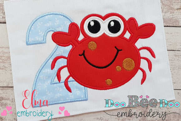Crab Birthday Number 2 Two 2nd Birthday - Applique