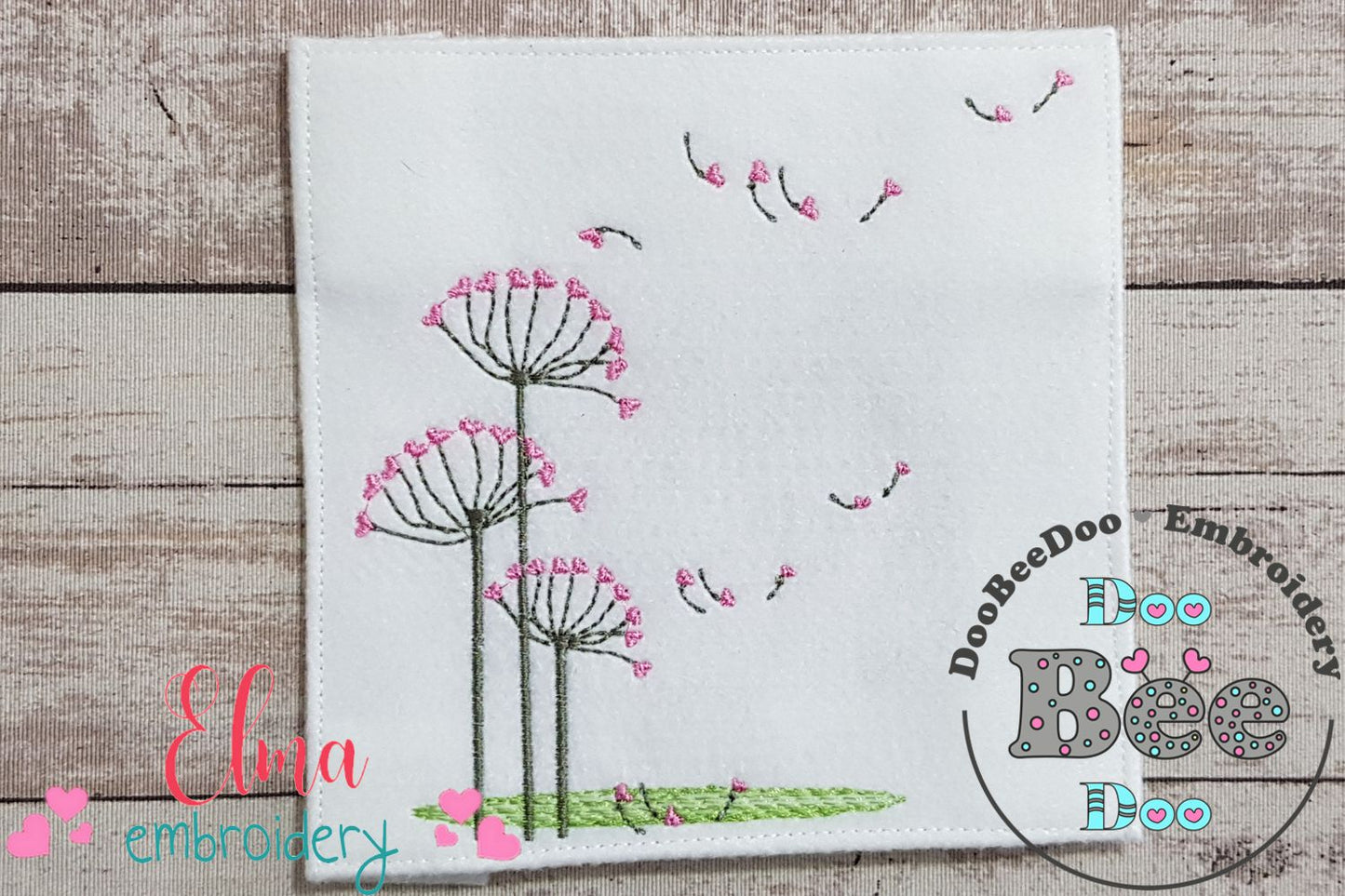 Dandelion Flower Flying - Fill Stitch - Machine Embroidery Design