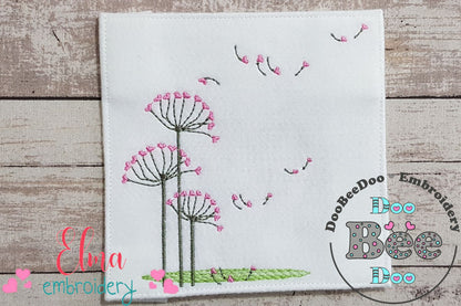 Dandelion Flower Flying - Fill Stitch - Machine Embroidery Design