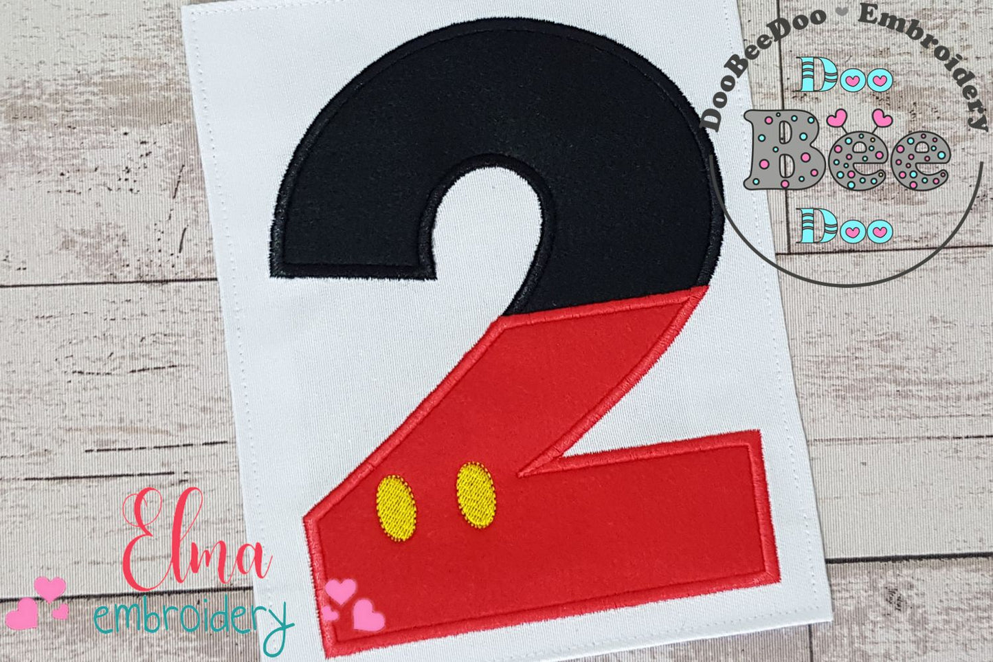 Mouse Ears Boy 2nd Birthday Number 2 - Applique