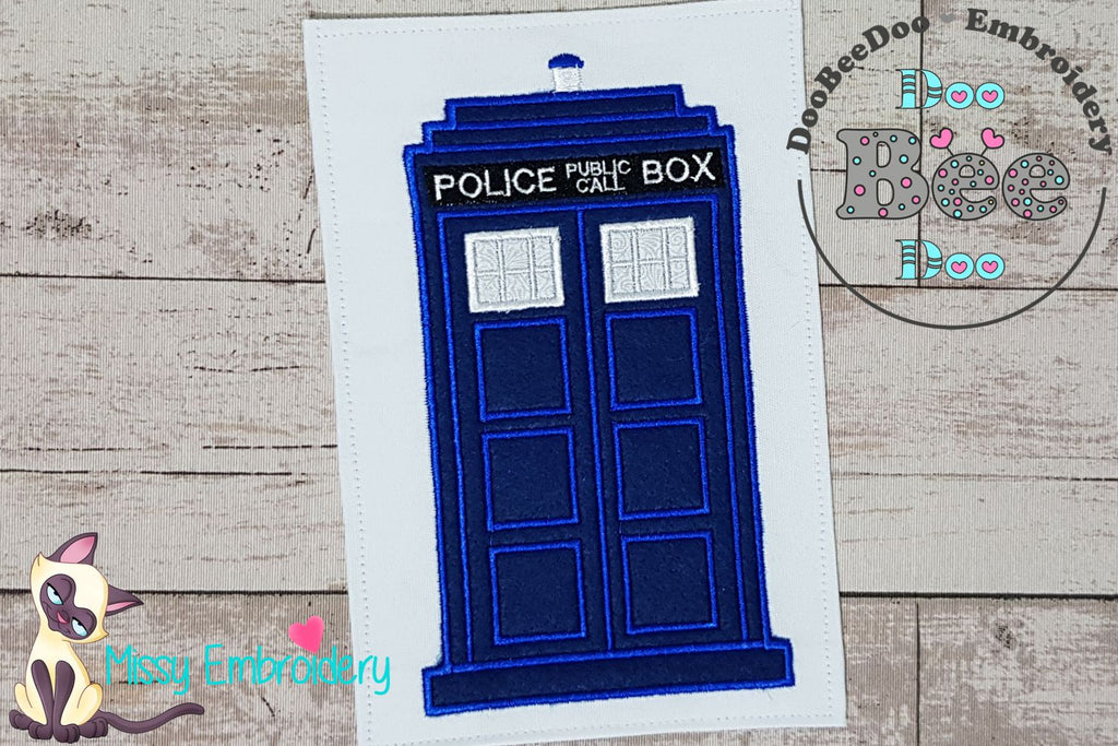 Tardis Dr Who - Applique - Machine Embroidery Design