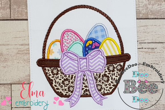 Easter Eggs Basket with Bow - Applique