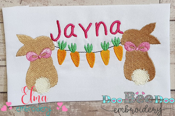 Easter Bunny Girl with Carrots - Fill Stitch