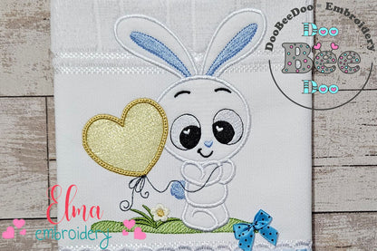 Bunny Boy with Heart Balloon - Applique