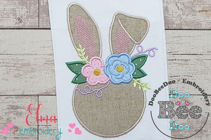 Easter Bunny Flowers Silhouette - Applique