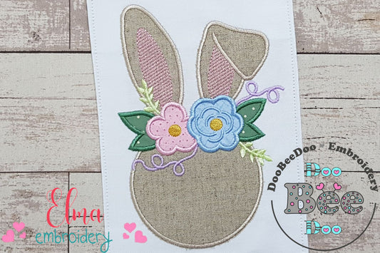 Easter Bunny Flowers Silhouette - Applique