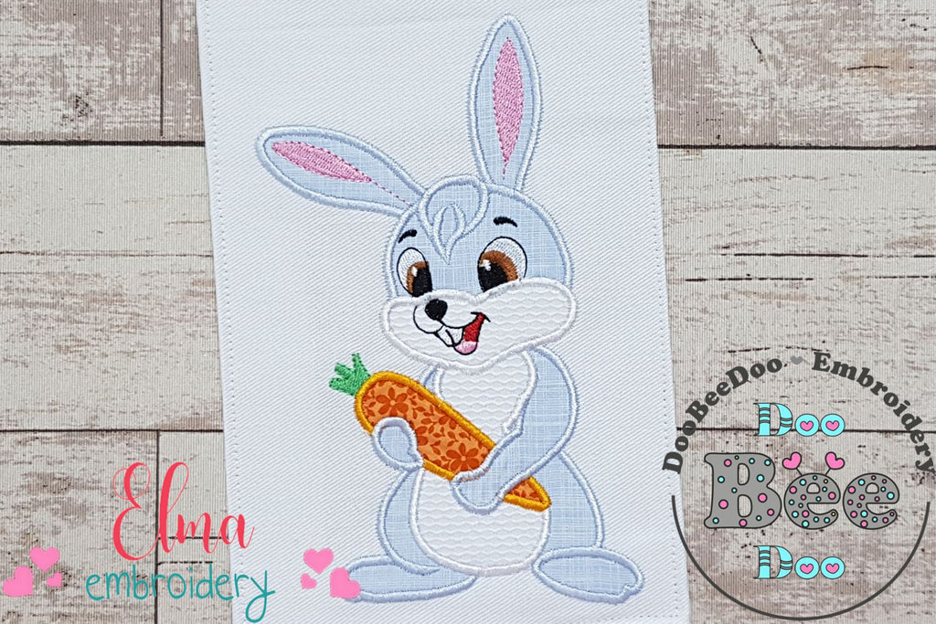 Easter Bunny Boy Holding a Carrot - Applique - Machine Embroidery Design