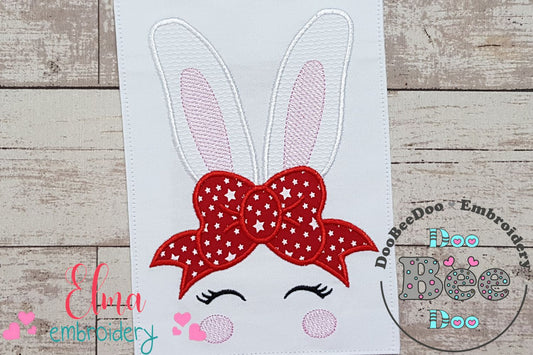 Easter Bunny Girl Big Bow - Applique