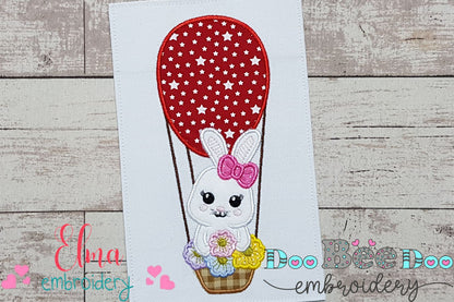 Bunny Girl Hot Air Balloon - Applique
