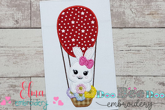 Bunny Girl Hot Air Balloon - Applique