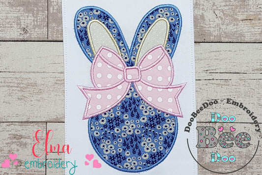 Easter Bunny Silhouette Big Bow - Applique - Machine Embroidery Design