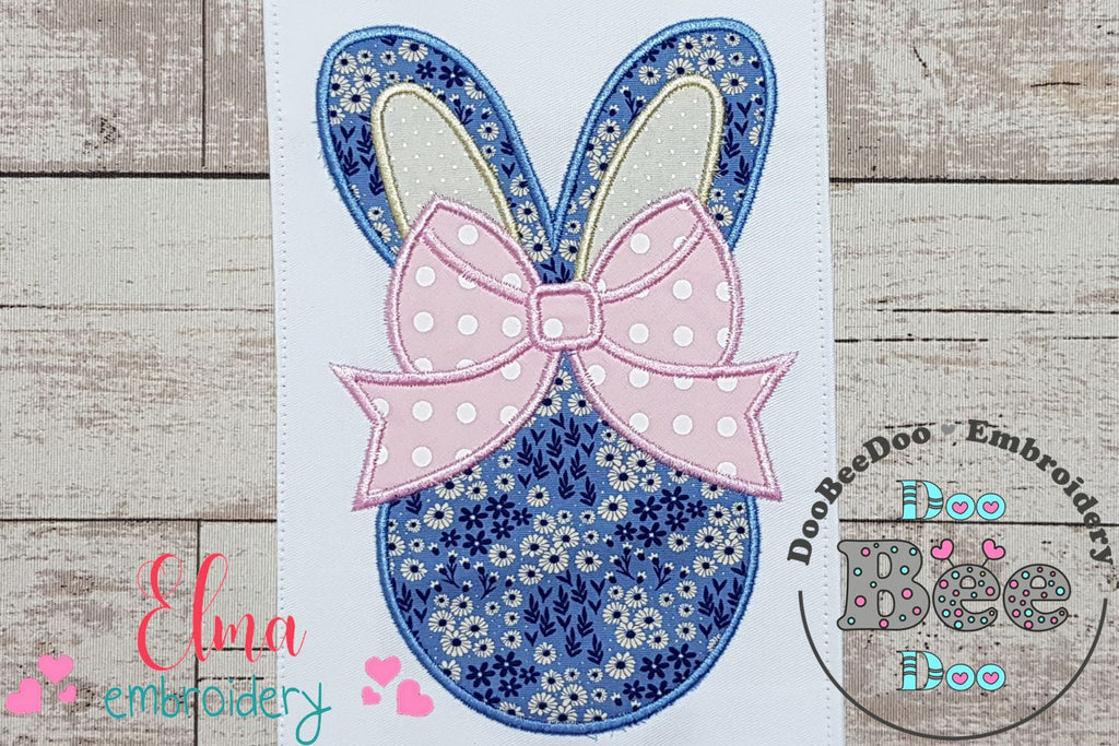 Easter Bunny Silhouette Big Bow - Applique