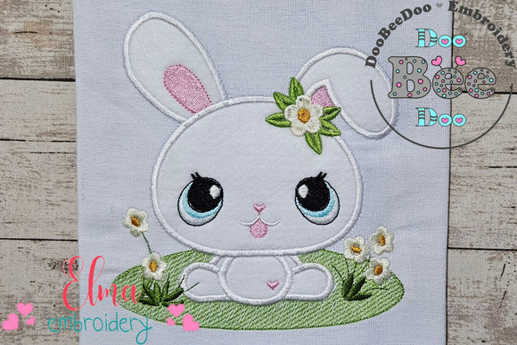 Bunny Girl in the Garden - Applique - Machine Embroidery Design