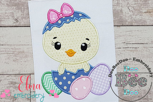Girl Chick in Easter Egg - Applique