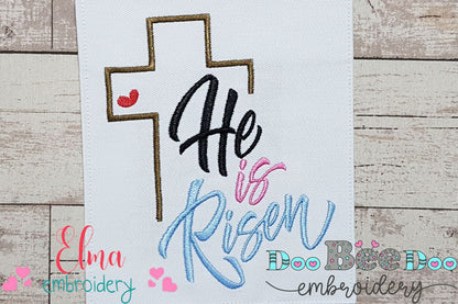 Easter Cross He is Risen - Fill Stitch - Machine Embroidery Design