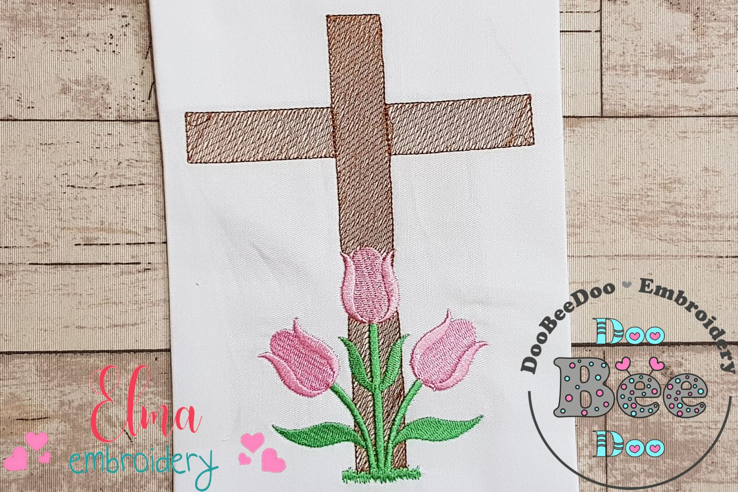 Easter Cross with Tulips - Fill Stitch