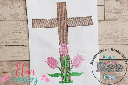 Easter Cross with Tulips - Fill Stitch