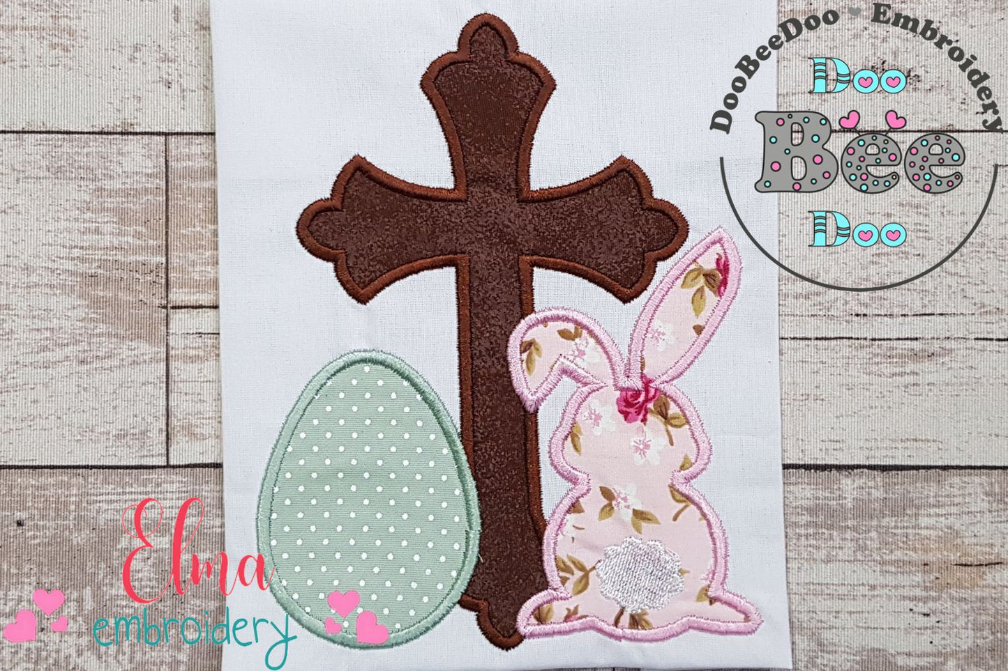 Easter Cross, Egg and Bunny - Applique