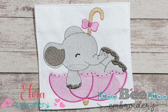 Elephant Girl in an Umbrella - Fill Stitch