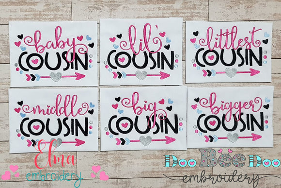 Cousin Arrow and Hearts - Fill Stitch - Set of 6 designs