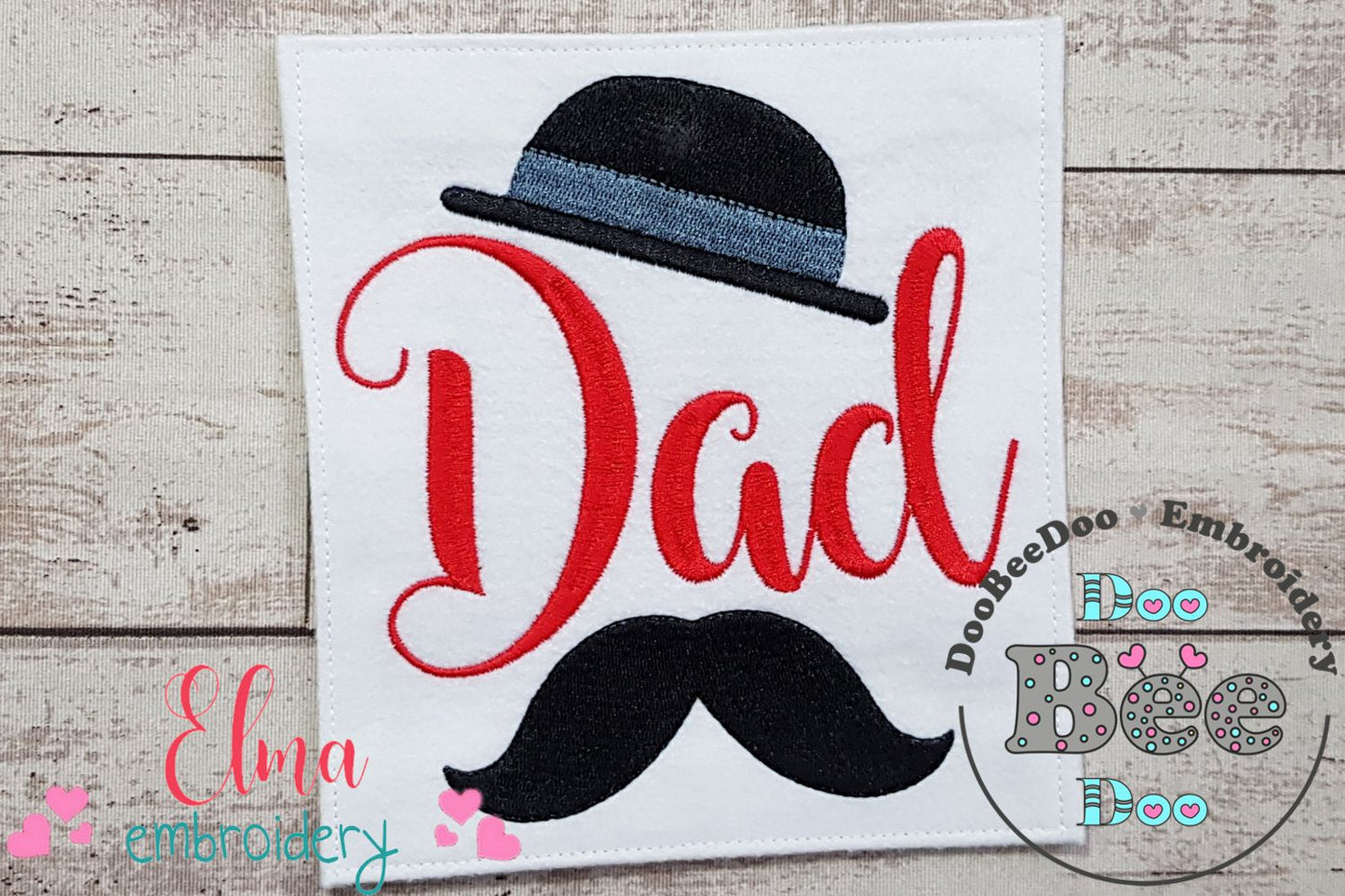 Dad Hat and Mustache - Fill Stitch - 4x4 5x5 6x6 7x7