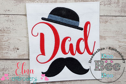 Dad Hat and Mustache - Fill Stitch - 4x4 5x5 6x6 7x7