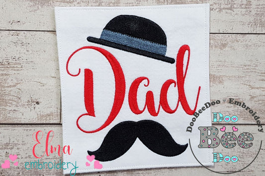Dad Hat and Mustache - Fill Stitch - 4x4 5x5 6x6 7x7