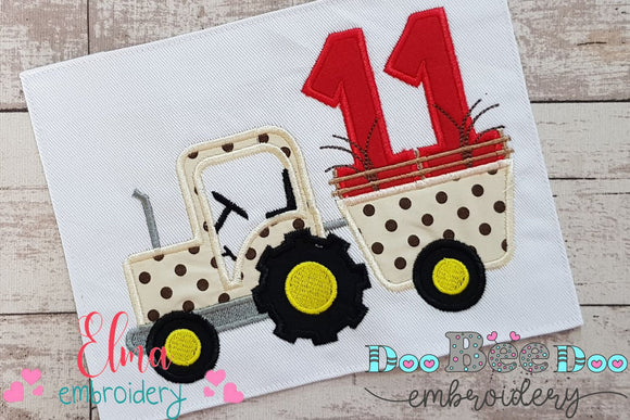Farm Tractor Birthday Number 11 Eleven 11th Birthday - Applique