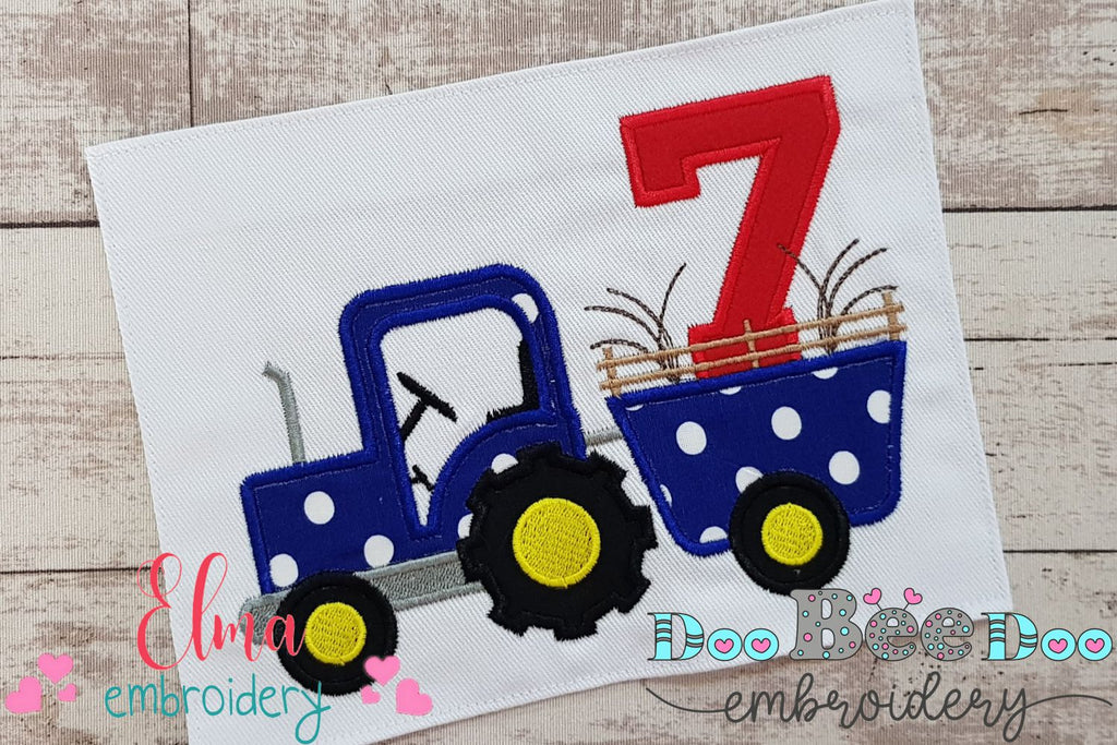 Farm Tractor Birthday Number 7 Seven 7th Birthday - Applique