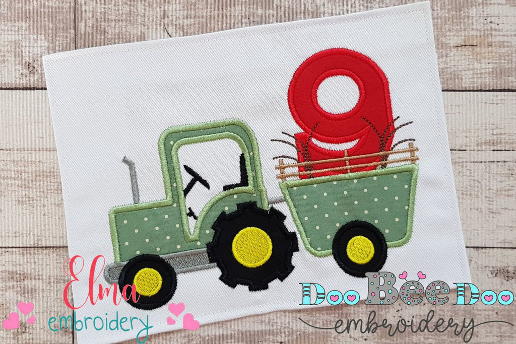 Farm Tractor Birthday Number 9 Nine 9th Birthday - Applique